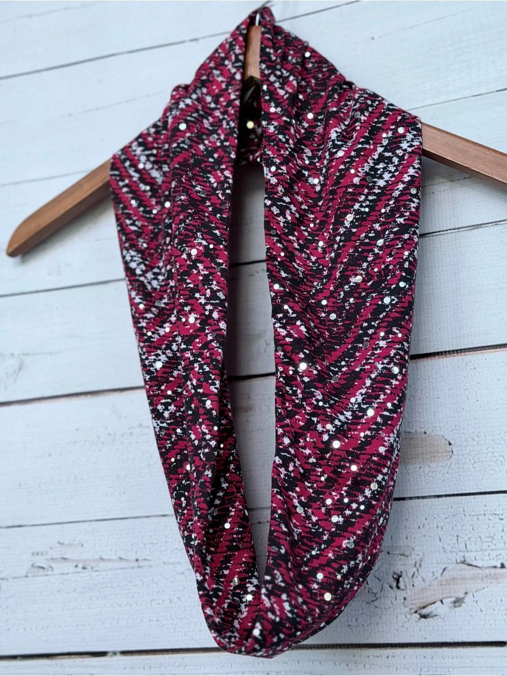Textured Sequin Accent Infinity Loop Scarf